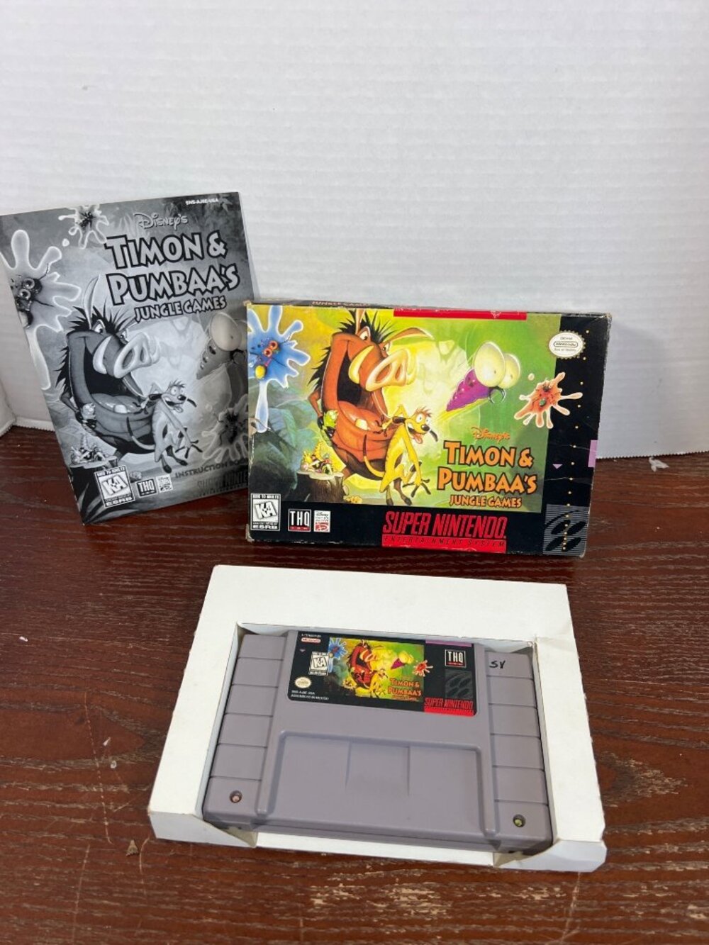 Disneys Timon & Pumbaas Jungle Games SNES Complete In Box Tested